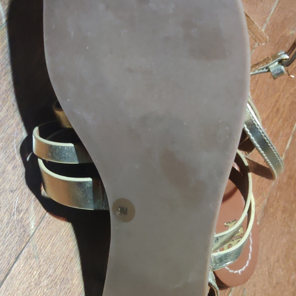 Tory Burch Gold and Tan Leather Sandals Size 9M - Picture 5 of 8